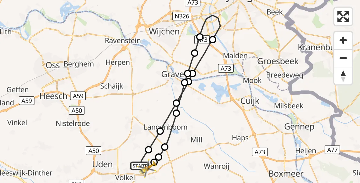 Vluchtroute Traumahelikopter Vliegbasis Volkel - Vliegbasis Volkel, 28 juni 2022, 13:28