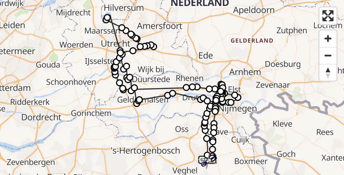 Vluchtroute Politiehelikopter Vliegbasis Volkel - Vliegbasis Volkel, 28 juni 2022, 14:39