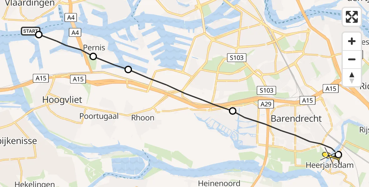 Routekaart van de vlucht: Lifeliner 2 naar Heerjansdam