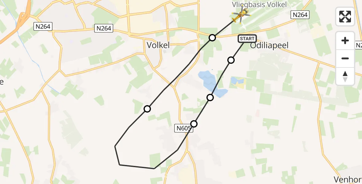 Vluchtroute Traumahelikopter Vliegbasis Volkel - Vliegbasis Volkel, 28 juni 2022, 22:02
