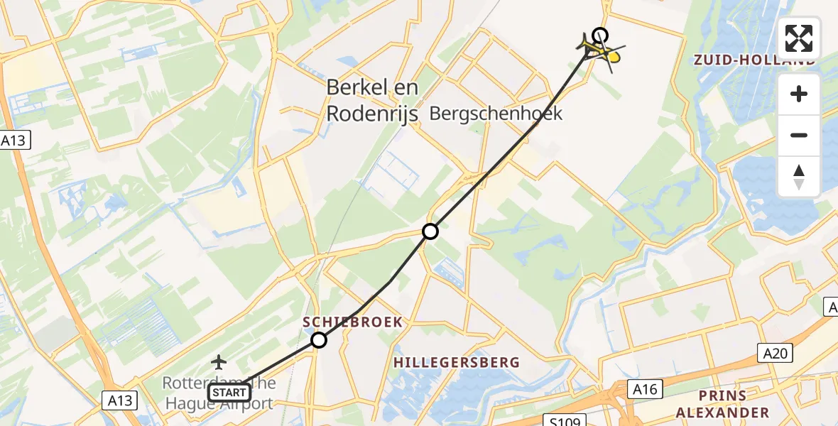 Routekaart van de vlucht: Lifeliner 2 naar Bleiswijk