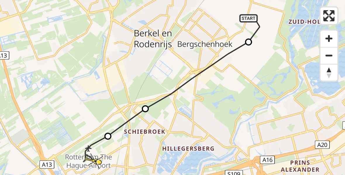 Routekaart van de vlucht: Lifeliner 2 naar Rotterdam The Hague Airport