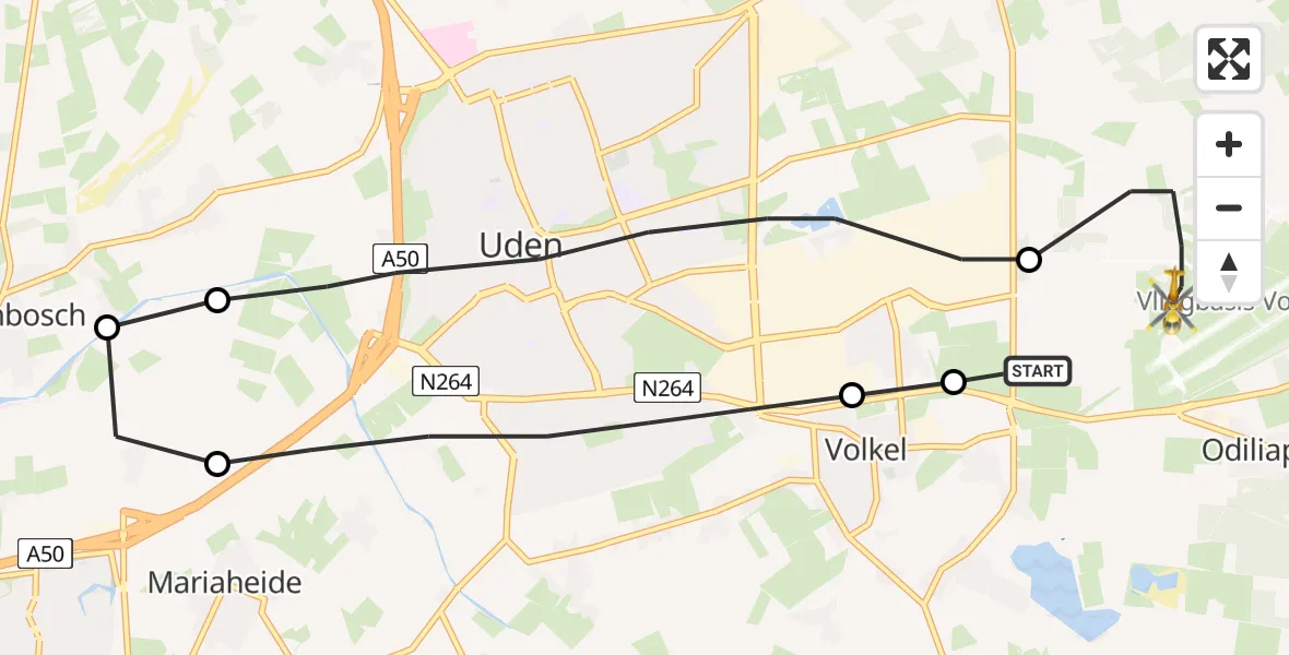 Vluchtroute Traumahelikopter Vliegbasis Volkel - Vliegbasis Volkel, 29 juni 2022, 07:36