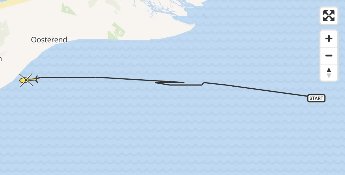 Routekaart van de vlucht: Ambulanceheli naar Oosterend
