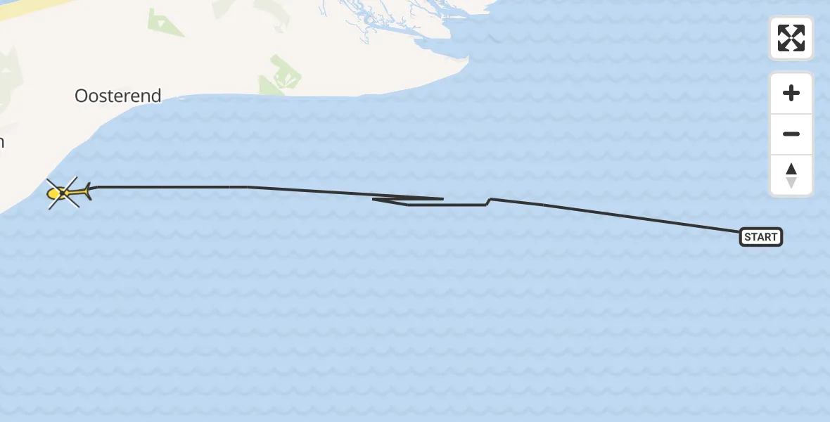 Routekaart van de vlucht: Ambulancehelikopter naar Oosterend