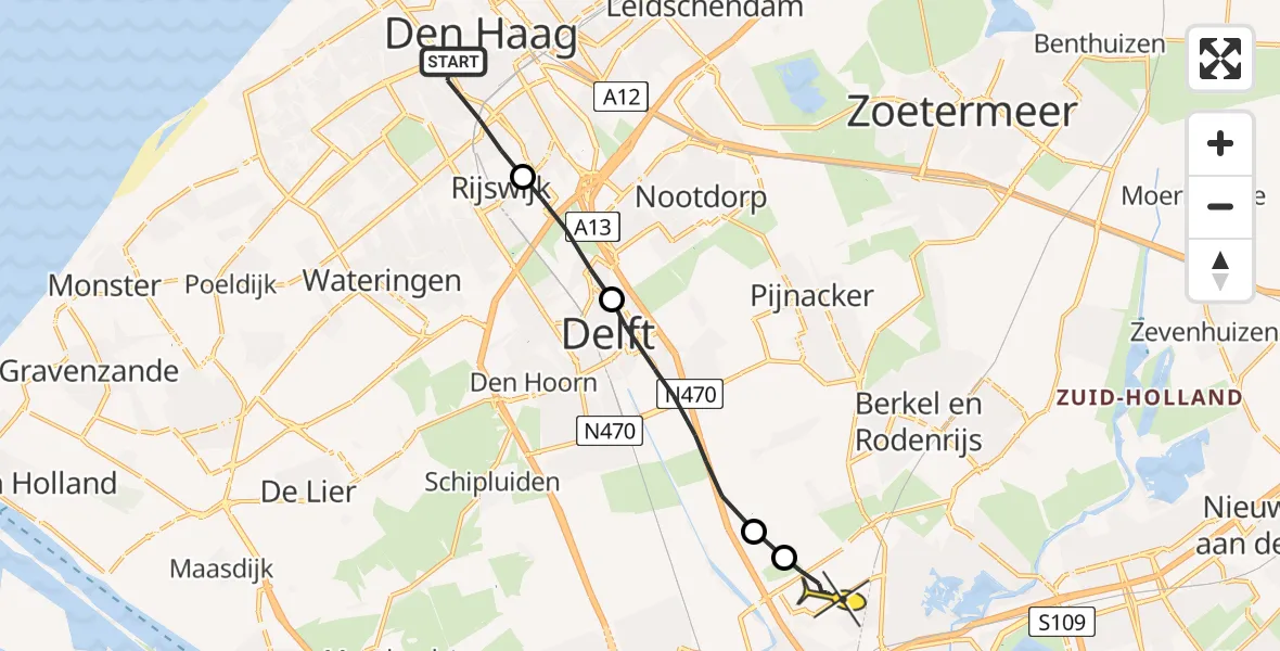 Routekaart van de vlucht: Lifeliner 2 naar Rotterdam The Hague Airport