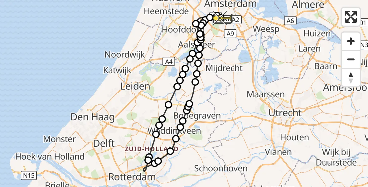 Routekaart van de vlucht: Lifeliner 1 naar VU Medisch Centrum Amsterdam