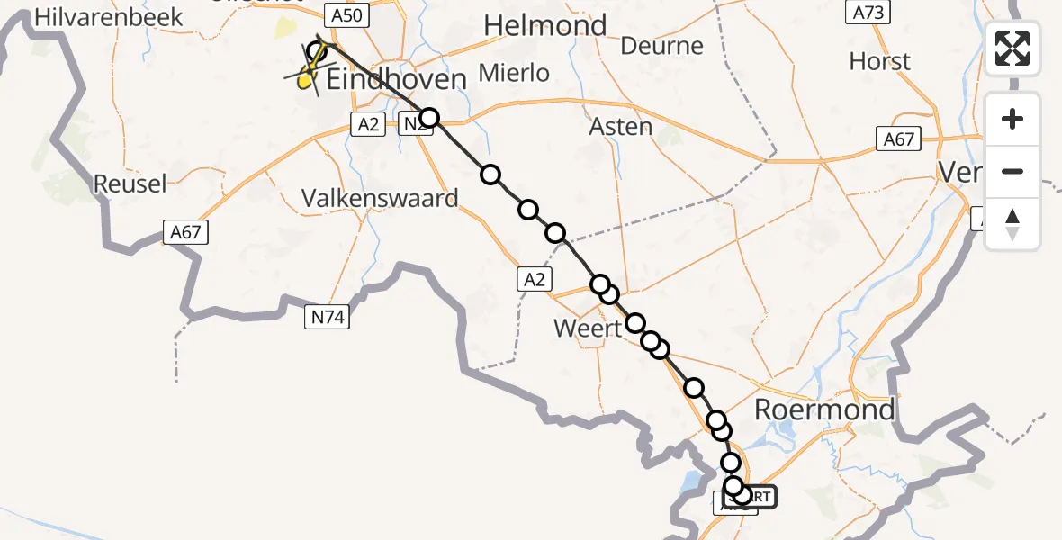 Routekaart van de vlucht: Lifeliner 2 naar Eindhoven Airport