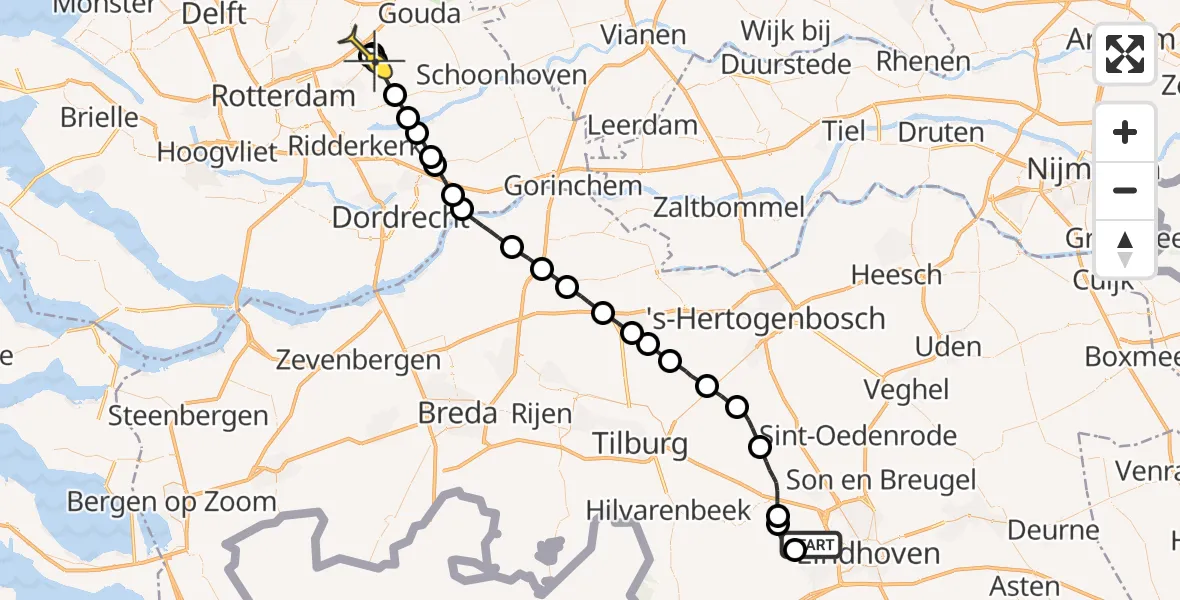 Routekaart van de vlucht: Lifeliner 2 naar Nieuwerkerk aan den IJssel