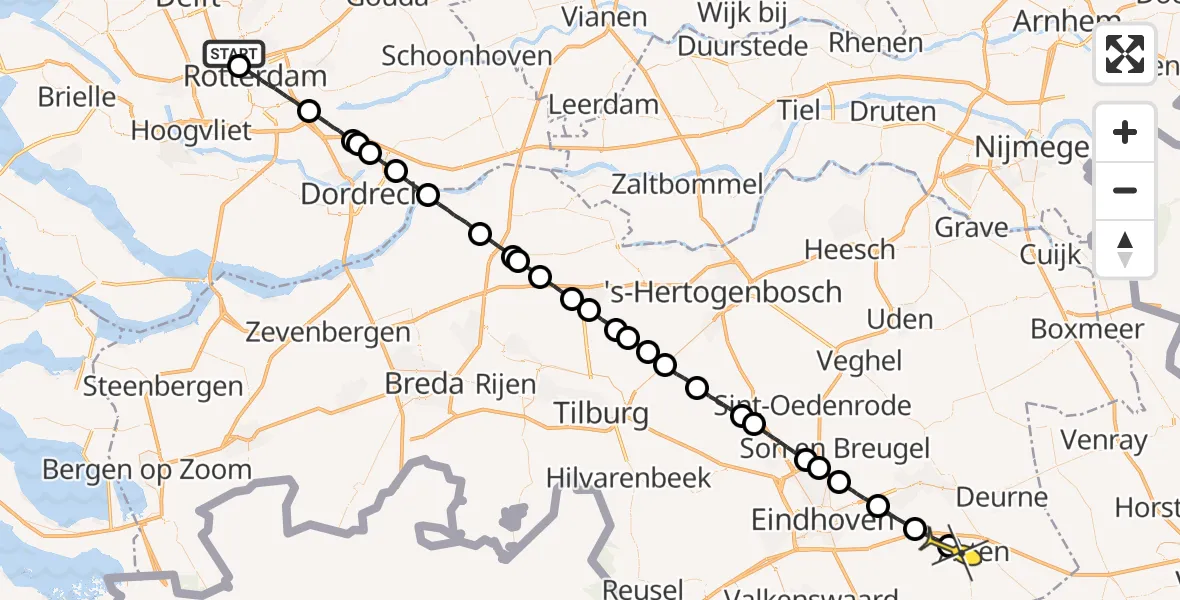 Routekaart van de vlucht: Lifeliner 3 naar Someren