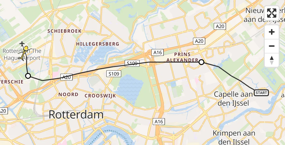 Routekaart van de vlucht: Lifeliner 2 naar Rotterdam The Hague Airport