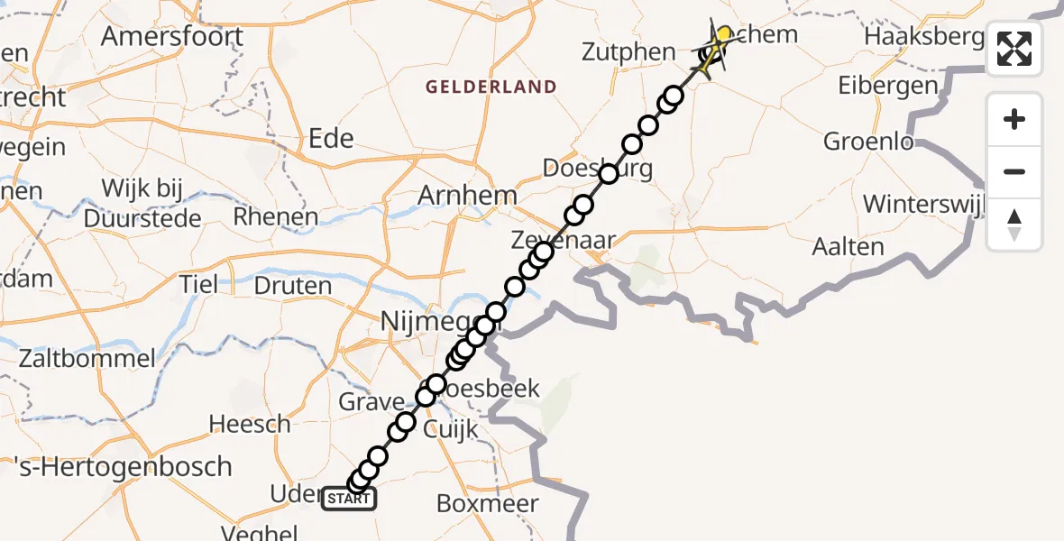 Routekaart van de vlucht: Lifeliner 3 naar Lochem