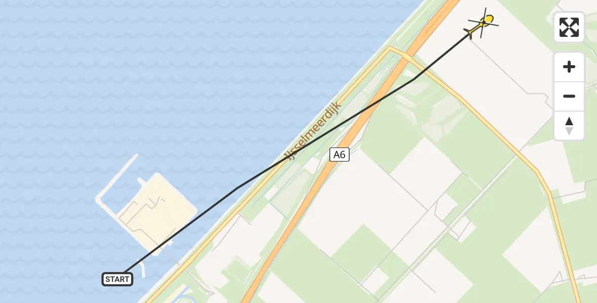 Routekaart van de vlucht: Politiehelikopter naar Lelystad