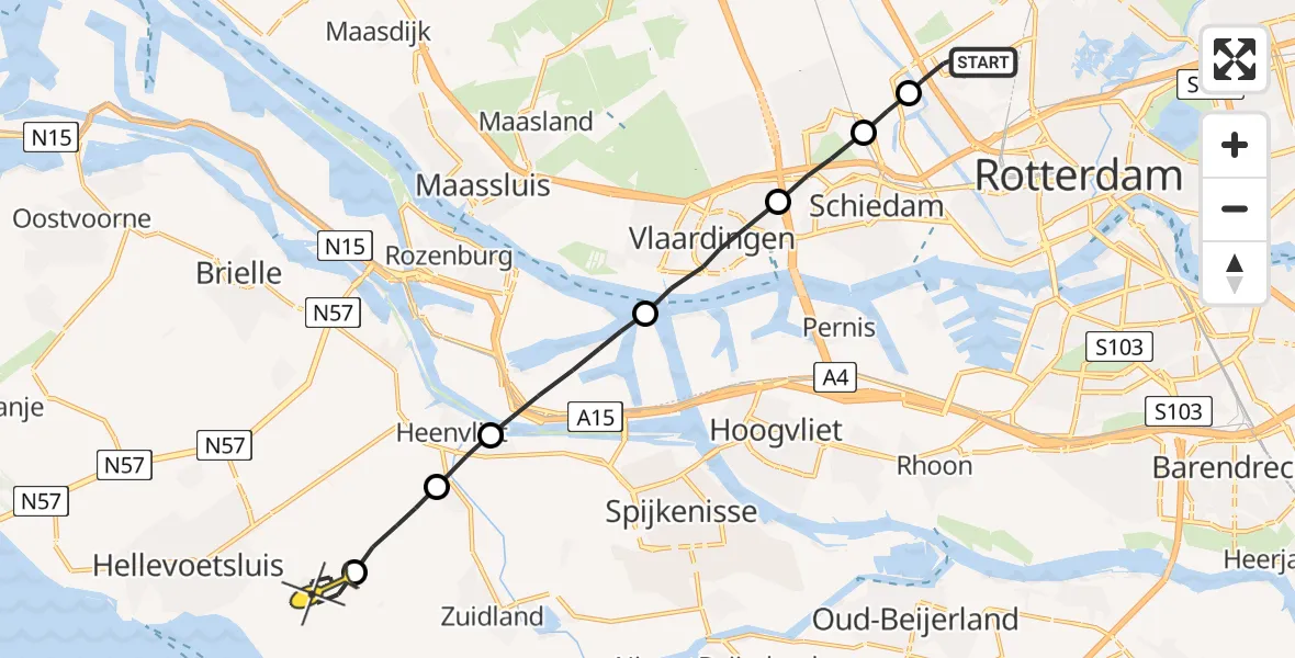 Routekaart van de vlucht: Lifeliner 2 naar Oudenhoorn