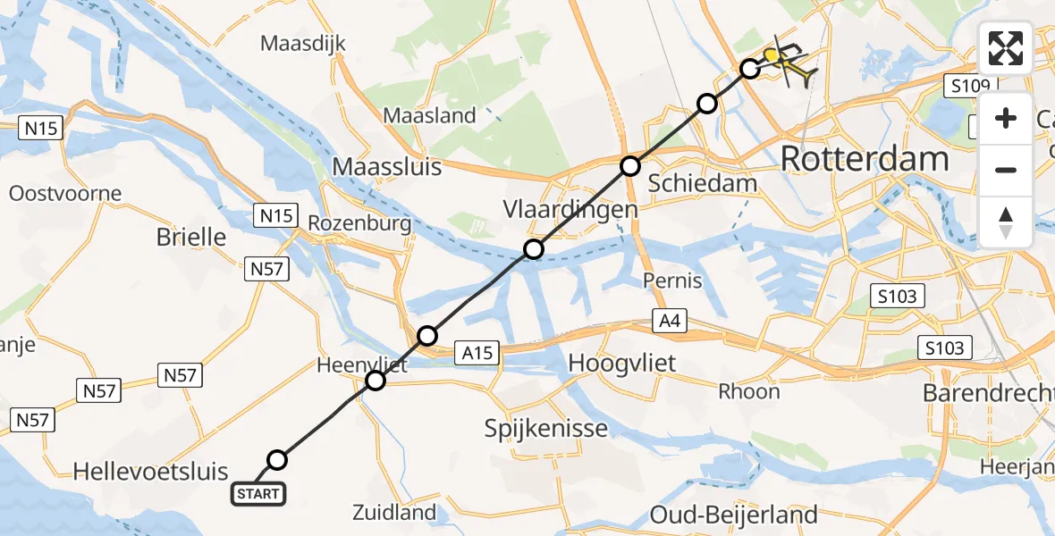 Routekaart van de vlucht: Lifeliner 2 naar Rotterdam The Hague Airport