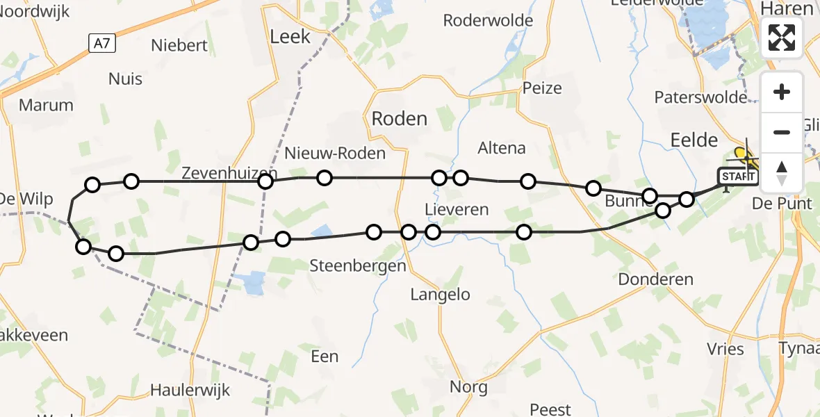 Routekaart van de vlucht: Lifeliner 4 naar Groningen Airport Eelde
