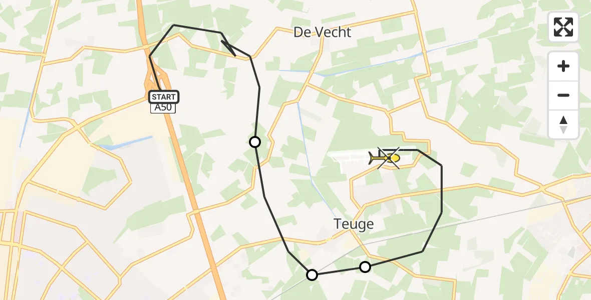 Routekaart van de vlucht: Lifeliner 1 naar Vliegveld Teuge