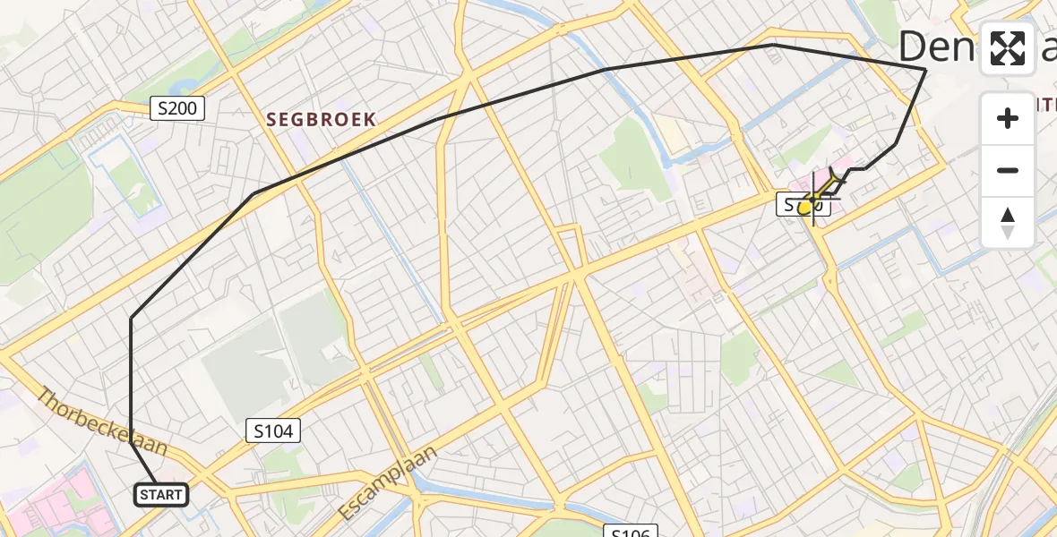 Routekaart van de vlucht: Lifeliner 2 naar Den Haag