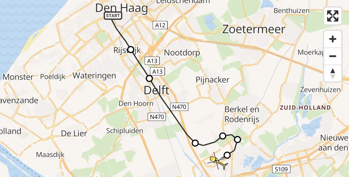 Routekaart van de vlucht: Lifeliner 2 naar Rotterdam The Hague Airport