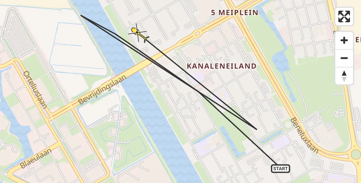 Routekaart van de vlucht: Politieheli naar Utrecht