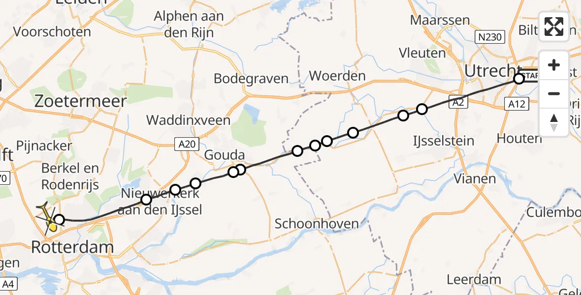 Routekaart van de vlucht: Lifeliner 2 naar Rotterdam The Hague Airport