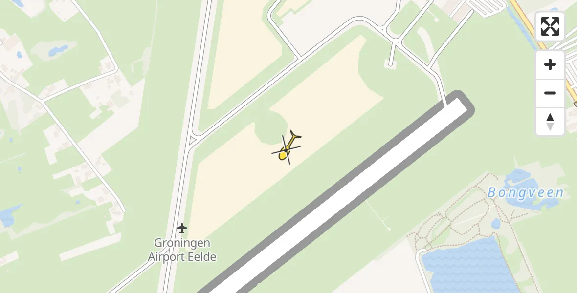 Routekaart van de vlucht: Traumahelikopter naar Groningen Airport Eelde