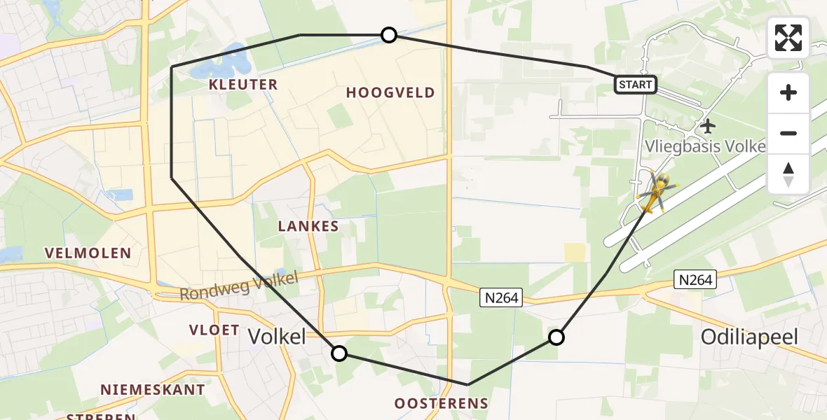 Vluchtroute Traumahelikopter Vliegbasis Volkel - Vliegbasis Volkel, 30 juni 2022, 14:25