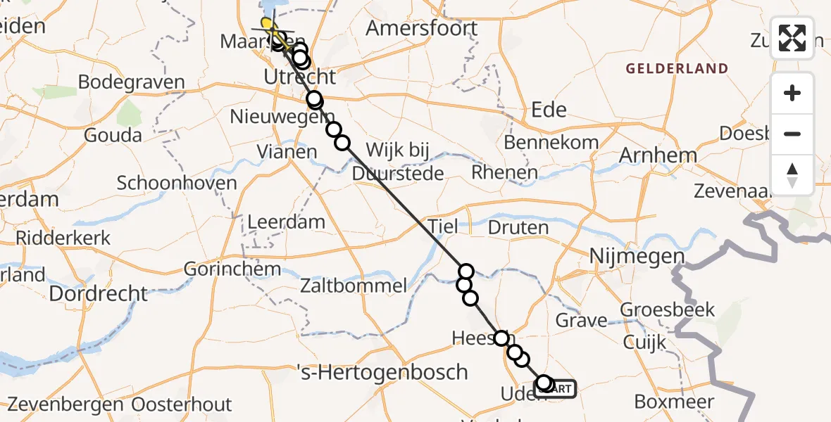 Routekaart van de vlucht: Politieheli naar Tienhoven