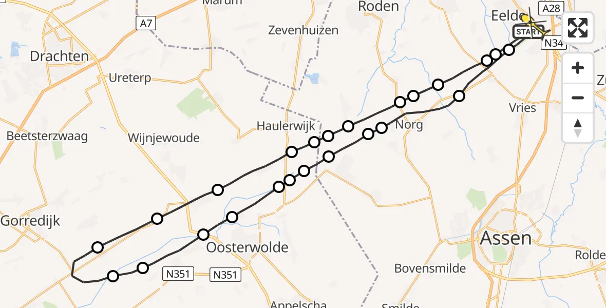 Routekaart van de vlucht: Lifeliner 4 naar Groningen Airport Eelde