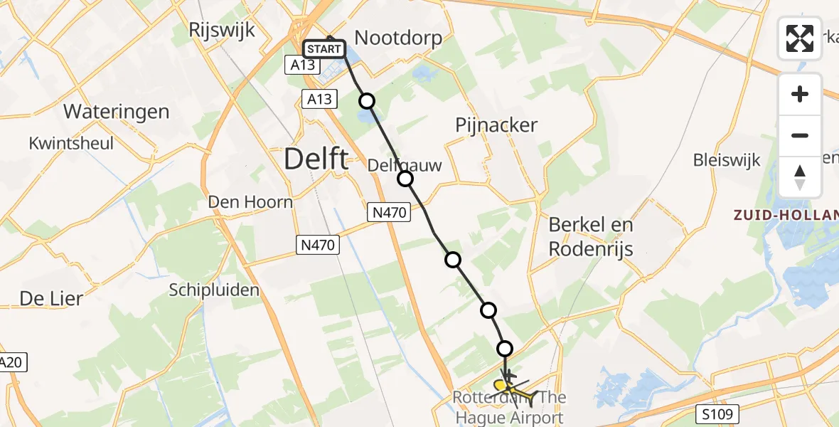 Routekaart van de vlucht: Lifeliner 2 naar Rotterdam The Hague Airport