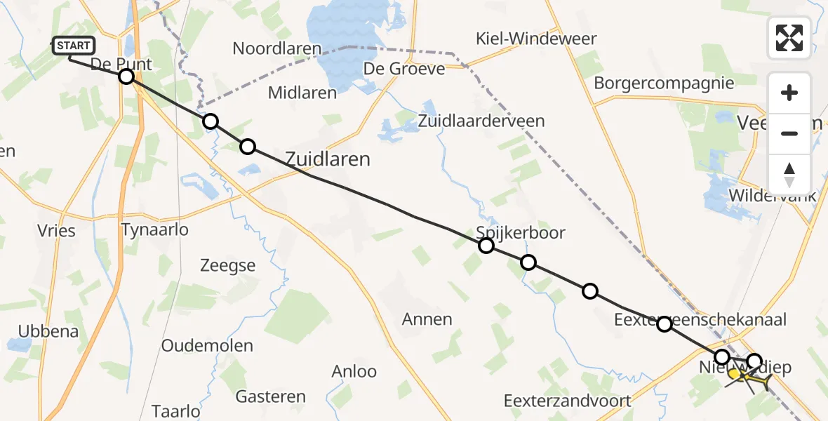 Routekaart van de vlucht: Lifeliner 4 naar Nieuwediep