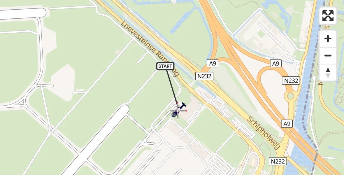Vluchtroute Politiehelikopter van Schiphol naar Schiphol