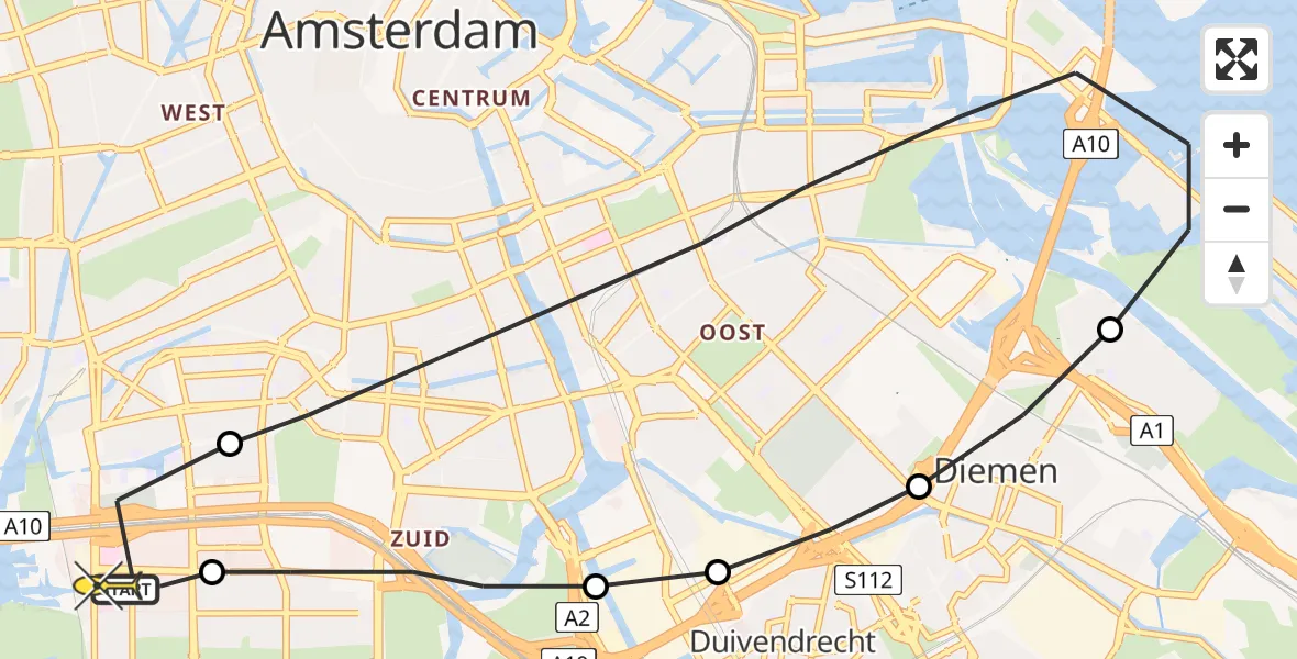 Routekaart van de vlucht: Lifeliner 1 naar VU Medisch Centrum Amsterdam
