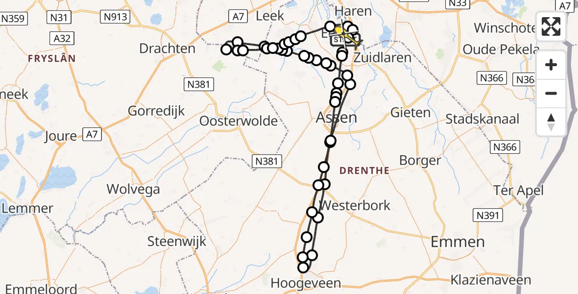 Routekaart van de vlucht: Lifeliner 4 naar Groningen Airport Eelde