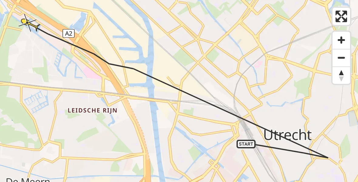 Routekaart van de vlucht: Politieheli naar Utrecht