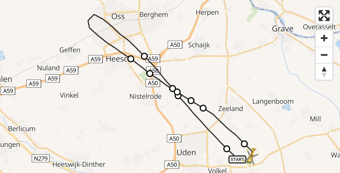 Vluchtroute Traumahelikopter Vliegbasis Volkel - Vliegbasis Volkel, 01 juli 2022, 13:05