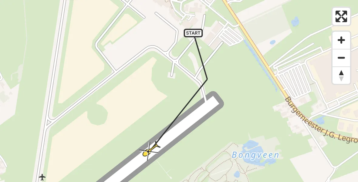 Routekaart van de vlucht: Traumahelikopter naar Groningen Airport Eelde