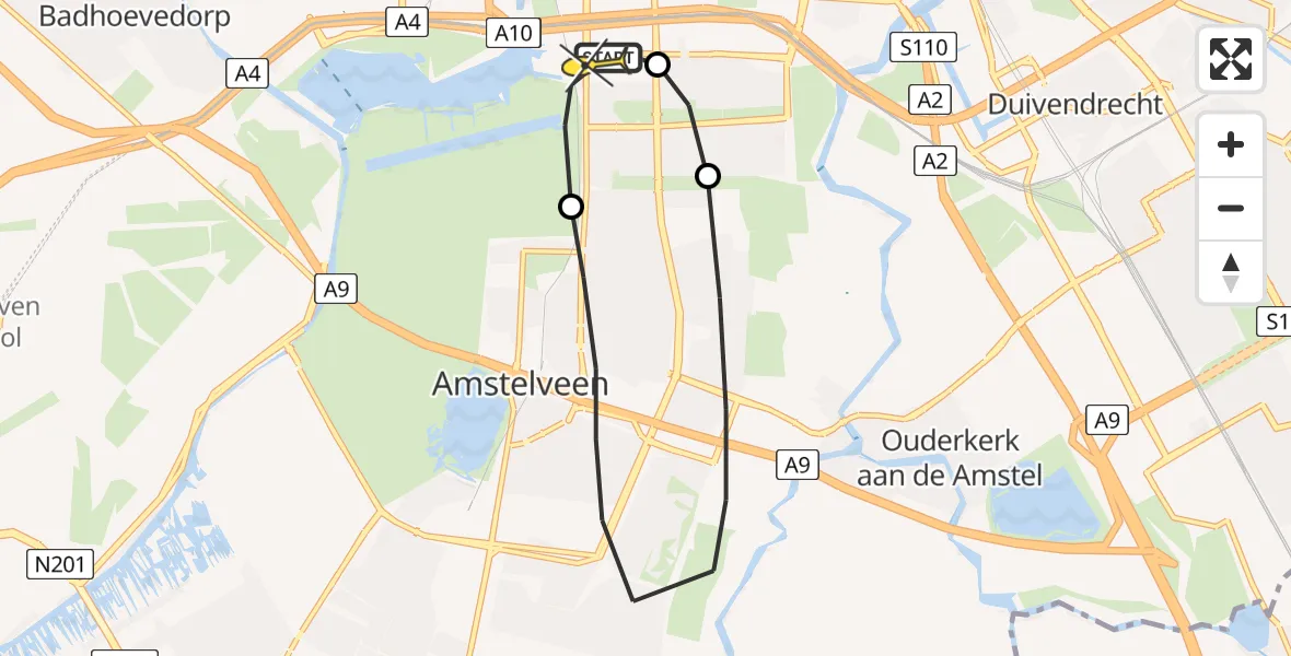 Routekaart van de vlucht: Lifeliner 1 naar VU Medisch Centrum Amsterdam