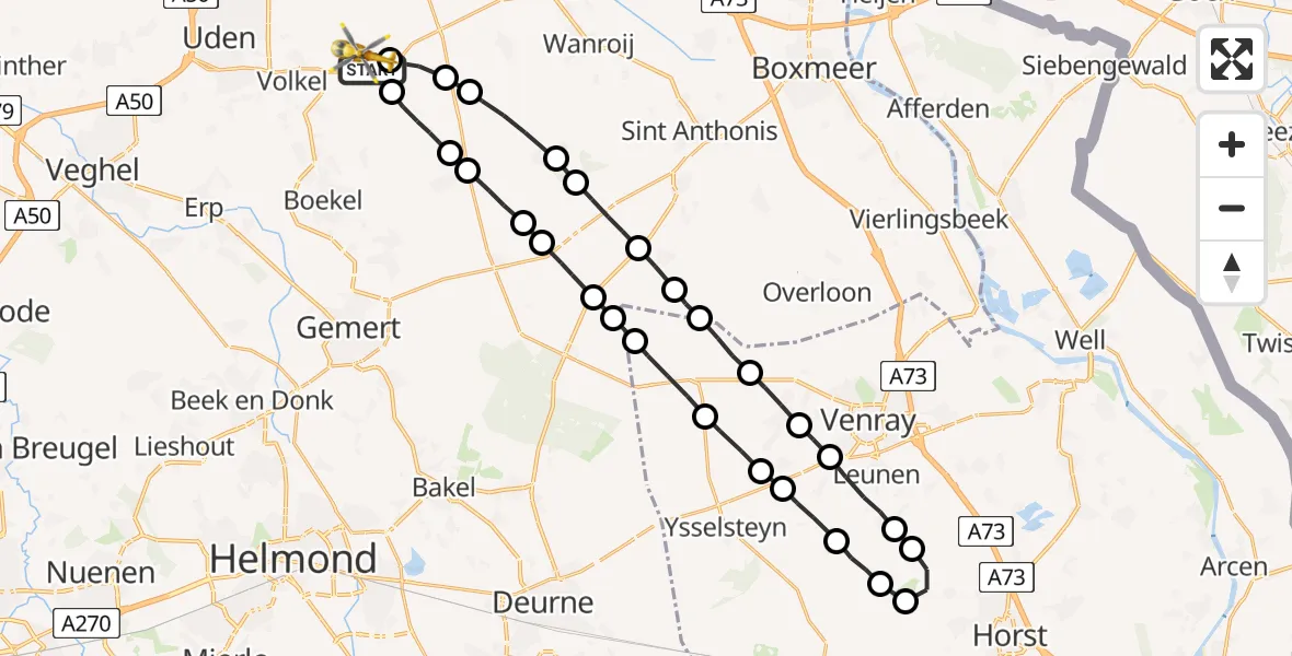 Vluchtroute Traumahelikopter Vliegbasis Volkel - Vliegbasis Volkel, 01 juli 2022, 20:46