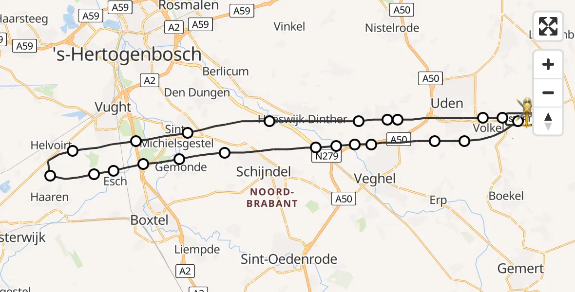 Vluchtroute Traumahelikopter Vliegbasis Volkel - Vliegbasis Volkel, 01 juli 2022, 22:35