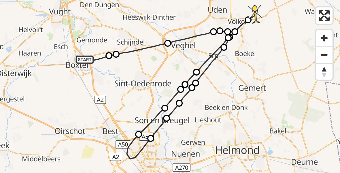 Routekaart van de vlucht: Lifeliner 3 naar Vliegbasis Volkel