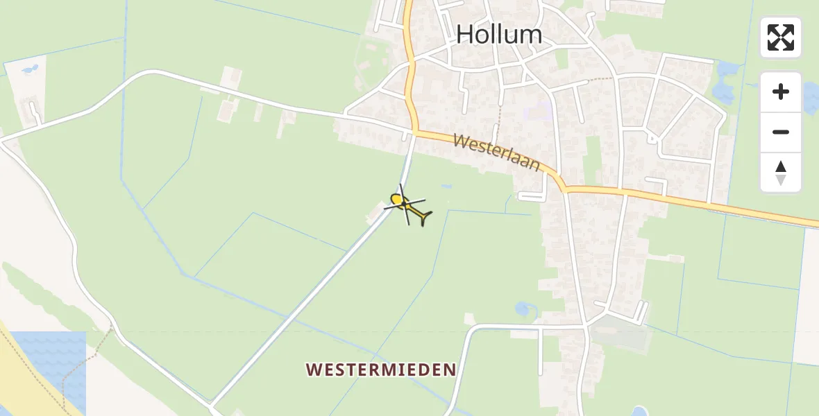 Routekaart van de vlucht: Lifeliner 4 naar Hollum