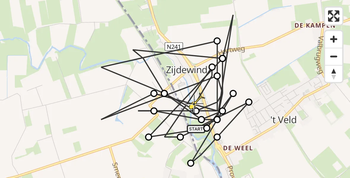 Routekaart van de vlucht: Politiehelikopter naar Zijdewind