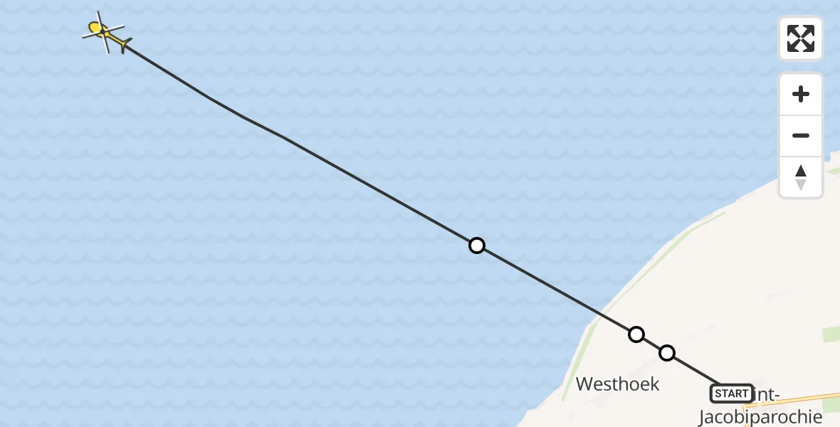 Routekaart van de vlucht: Ambulanceheli naar Oosterend