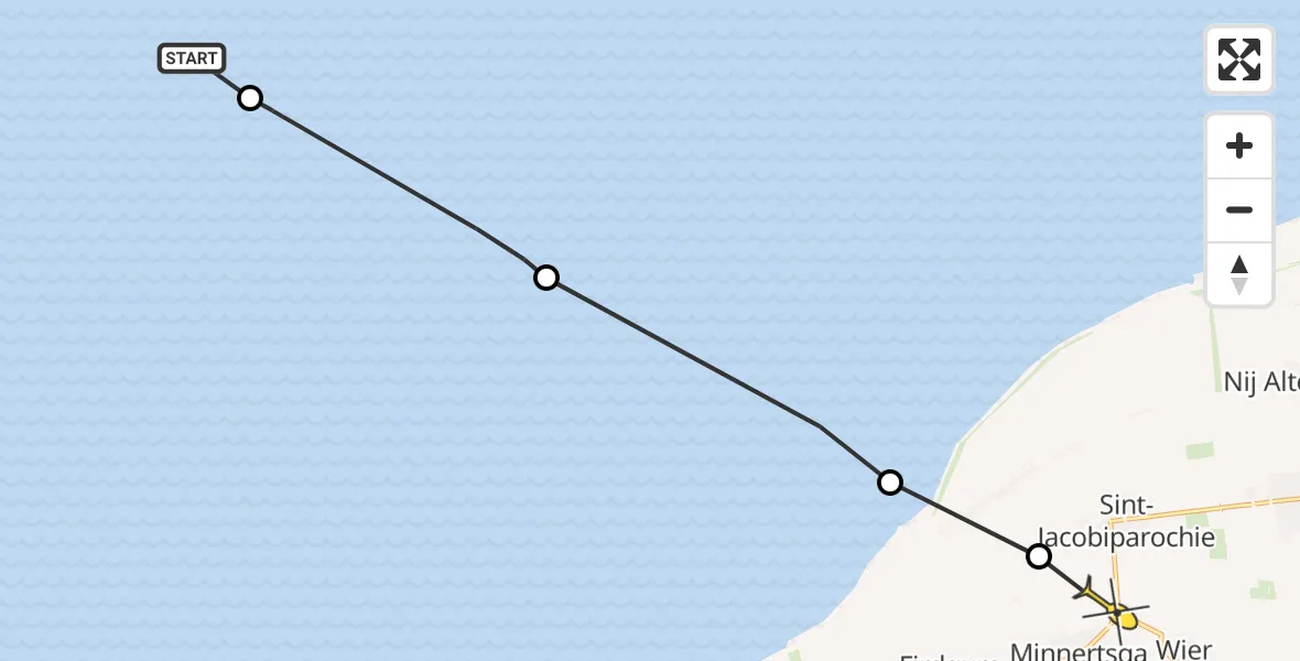 Routekaart van de vlucht: Ambulancehelikopter naar St.-Jacobiparochie