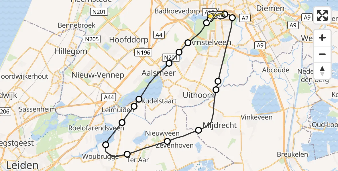 Routekaart van de vlucht: Lifeliner 1 naar VU Medisch Centrum Amsterdam