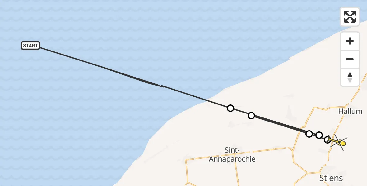 Routekaart van de vlucht: Ambulancehelikopter naar Hijum