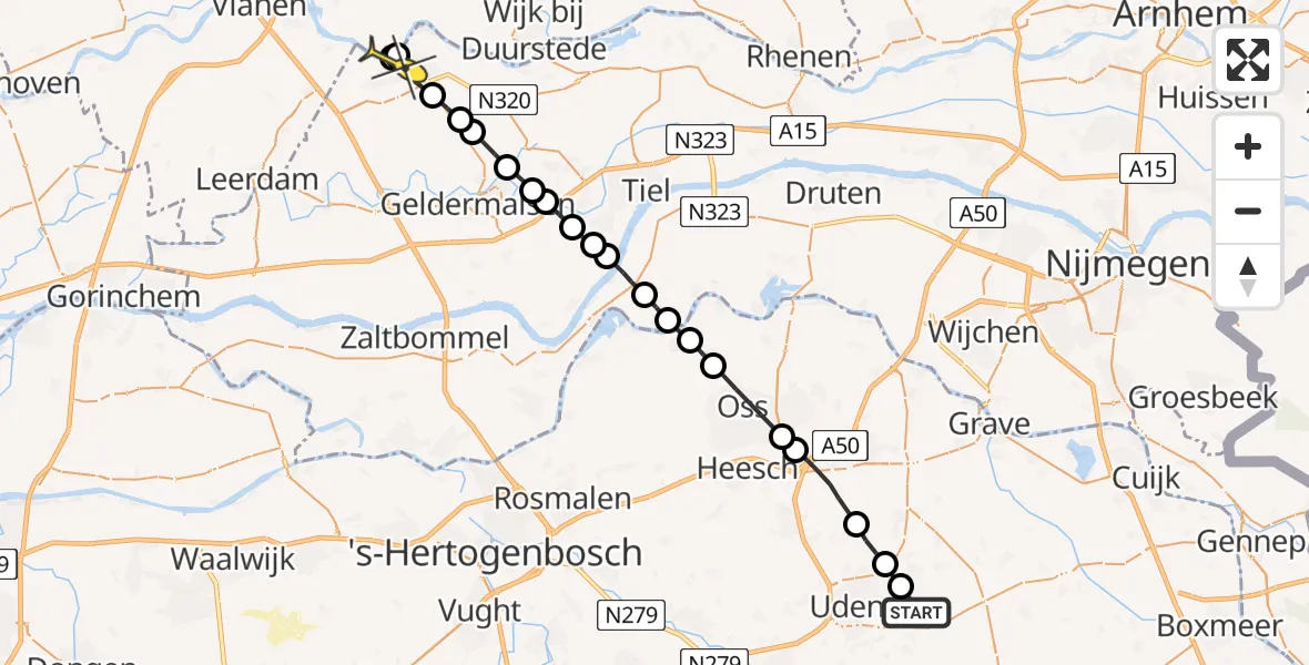 Routekaart van de vlucht: Lifeliner 3 naar Culemborg