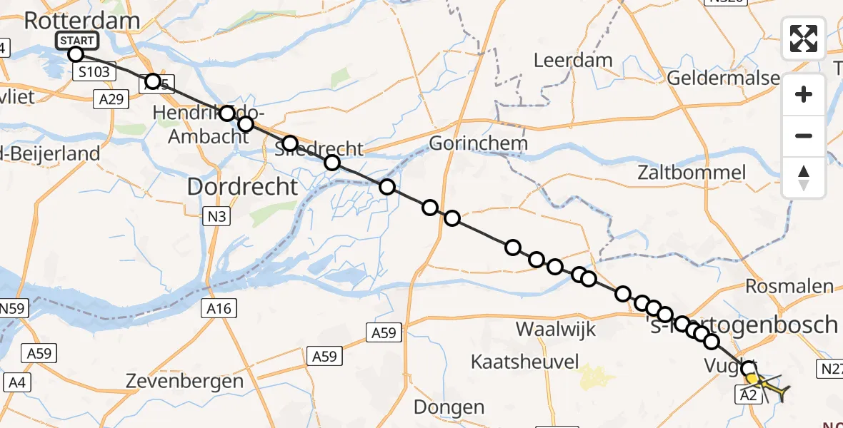 Routekaart van de vlucht: Lifeliner 2 naar Sint-Michielsgestel