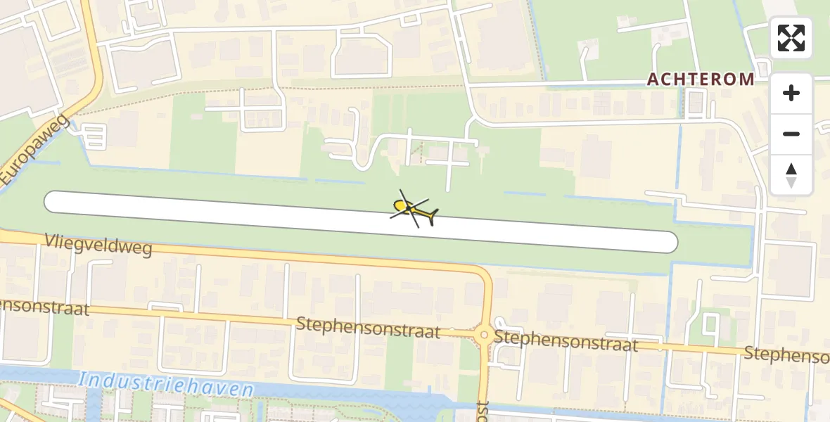 Routekaart van de vlucht: Politiehelikopter naar Vliegveld Hoogeveen